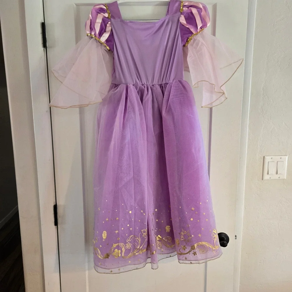 Disney Store Rapunzel Tangled Princess Costume Dress Purple Gold Kids 9/10